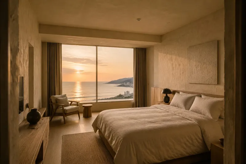 Illustrative Busan stay planning scene; not a specific hotel.